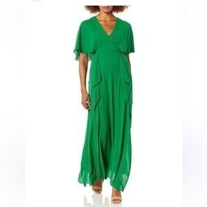BCBG Cape Sleeve Maxi Dress Green